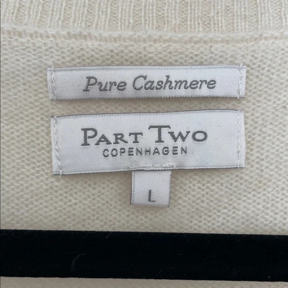 Part Two Copenhagen 100% Cashmere Soft Cream V-Neck Sweater size Large - Picture 3 of 13